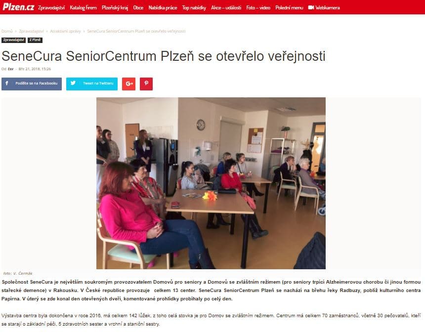 SeneCura Plzeň otevřela své dveře