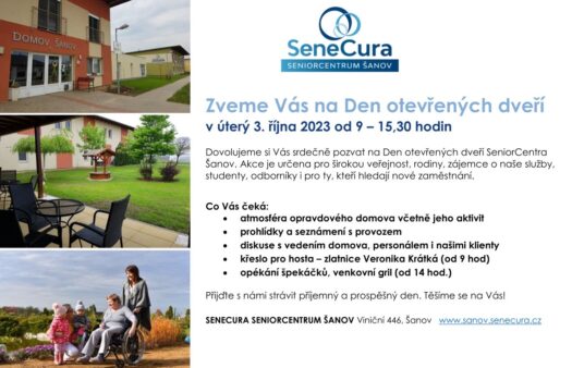 Pozvánka na Den otevřených dveří SeniorCentra Šanov