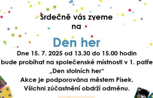 POZVÁNKA: Den her v SeniorCentru Písek - 15. 7.
